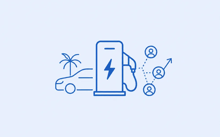 EV charging station lead generation illustration